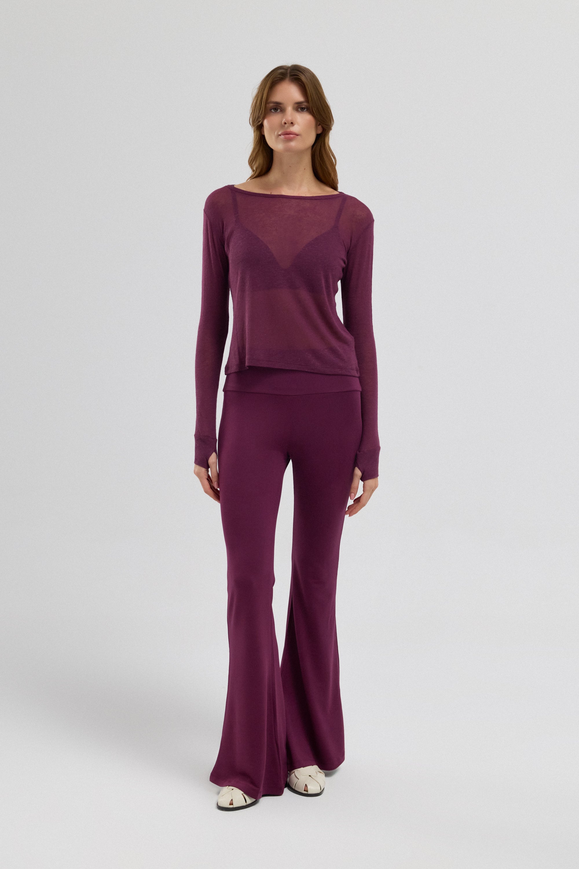 Mula Keten Karışımlı Transparan Top