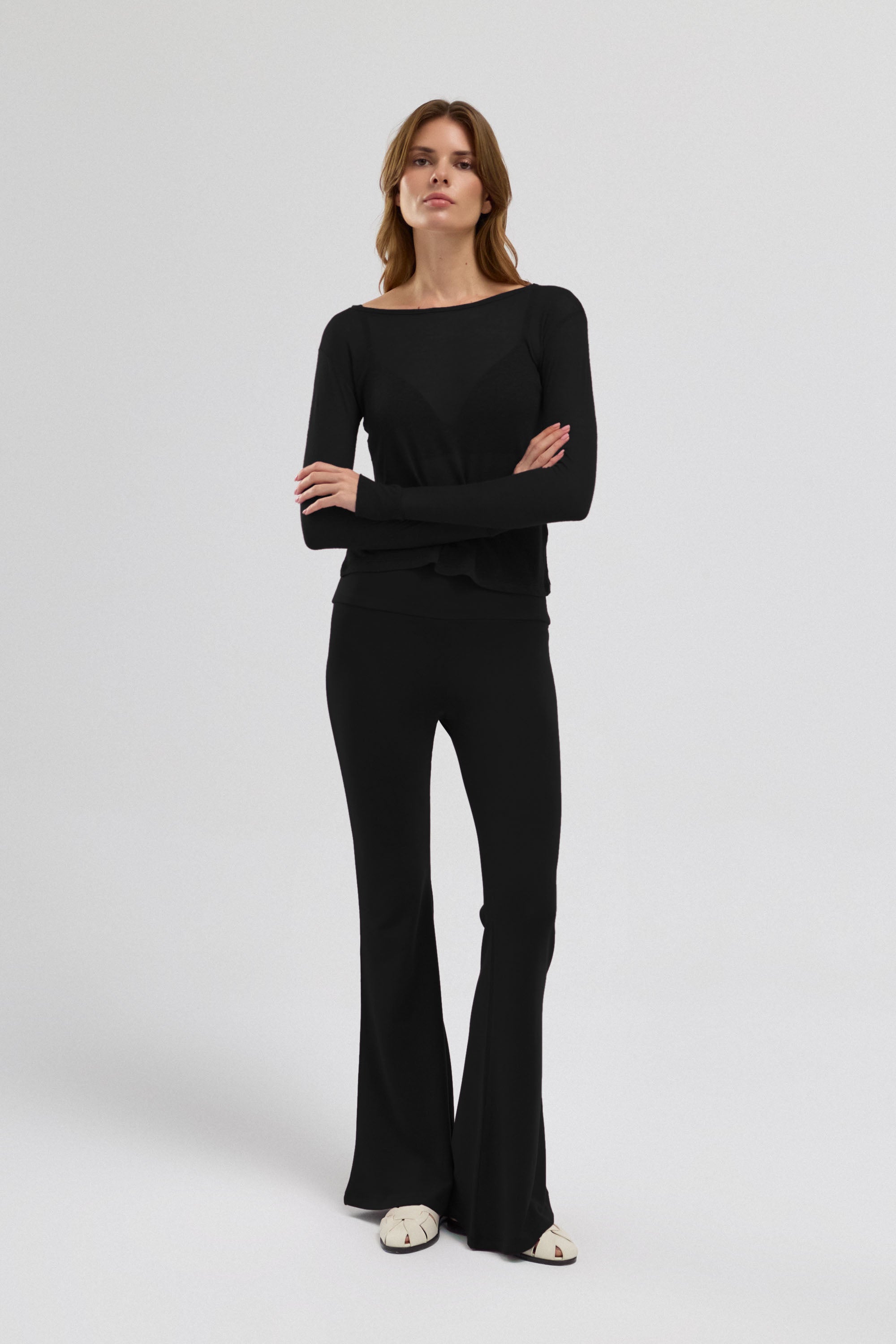 Mula Keten Karışımlı Transparan Top