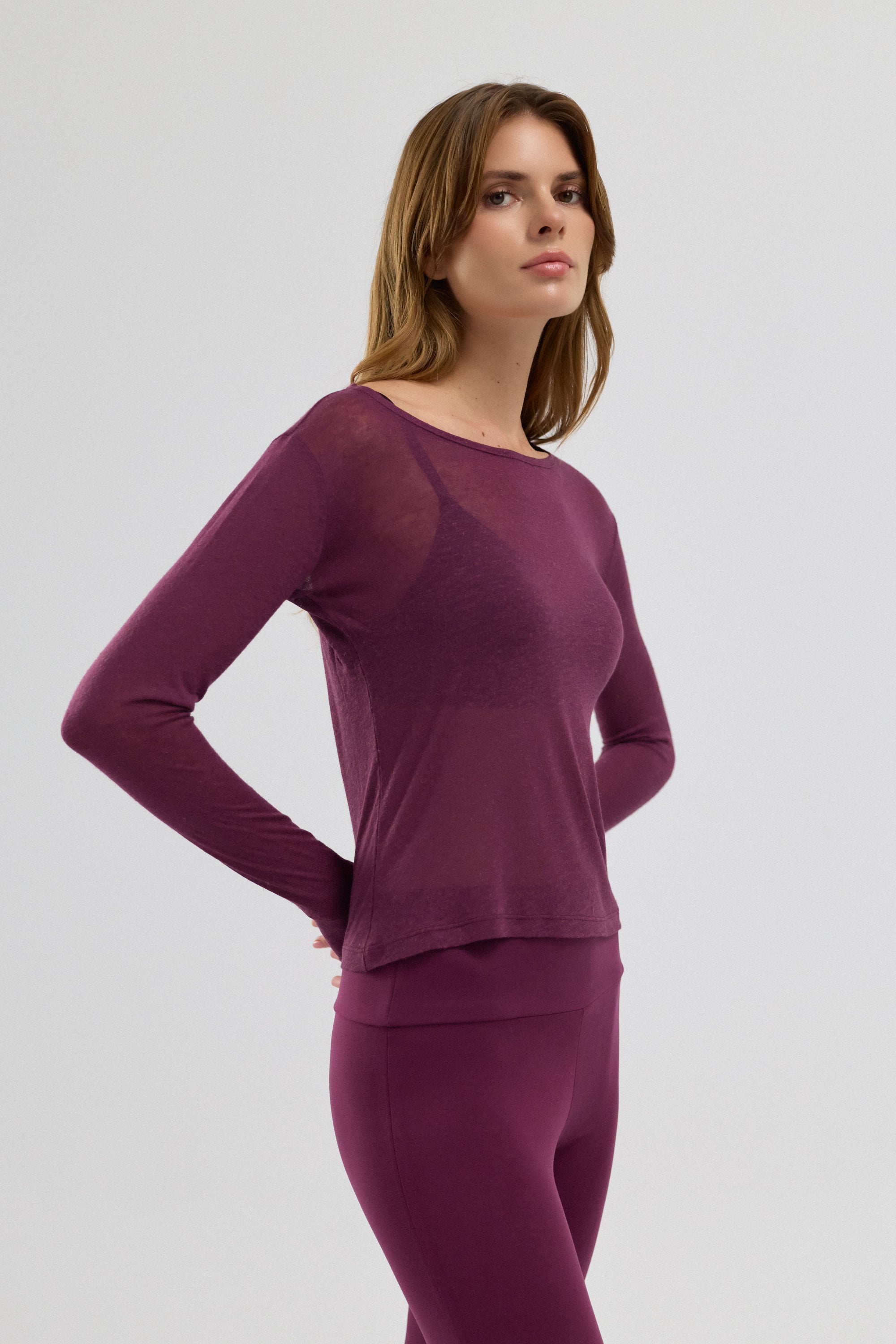 Mula Keten Karışımlı Transparan Top