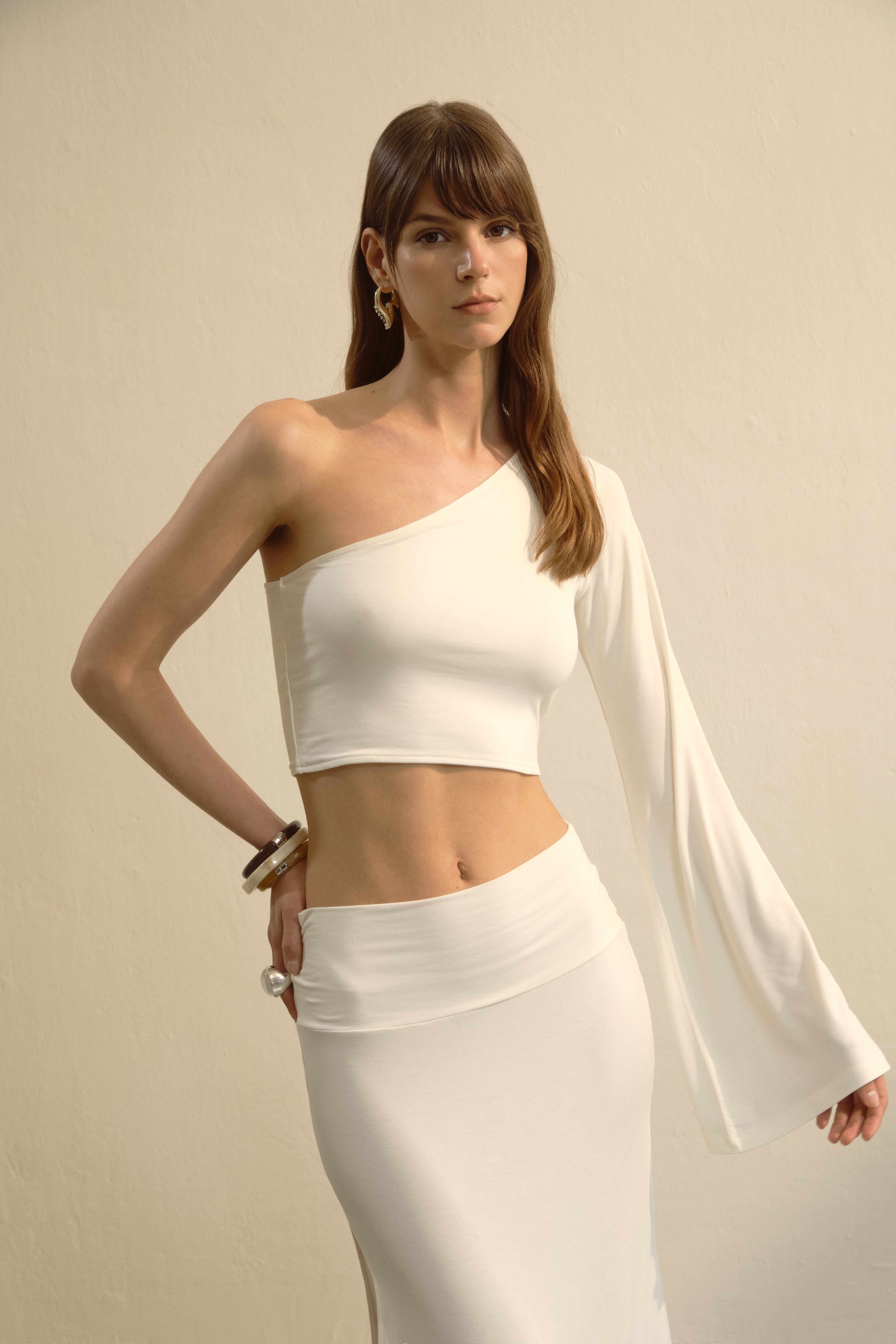 Elya Tek Kollu Crop Top