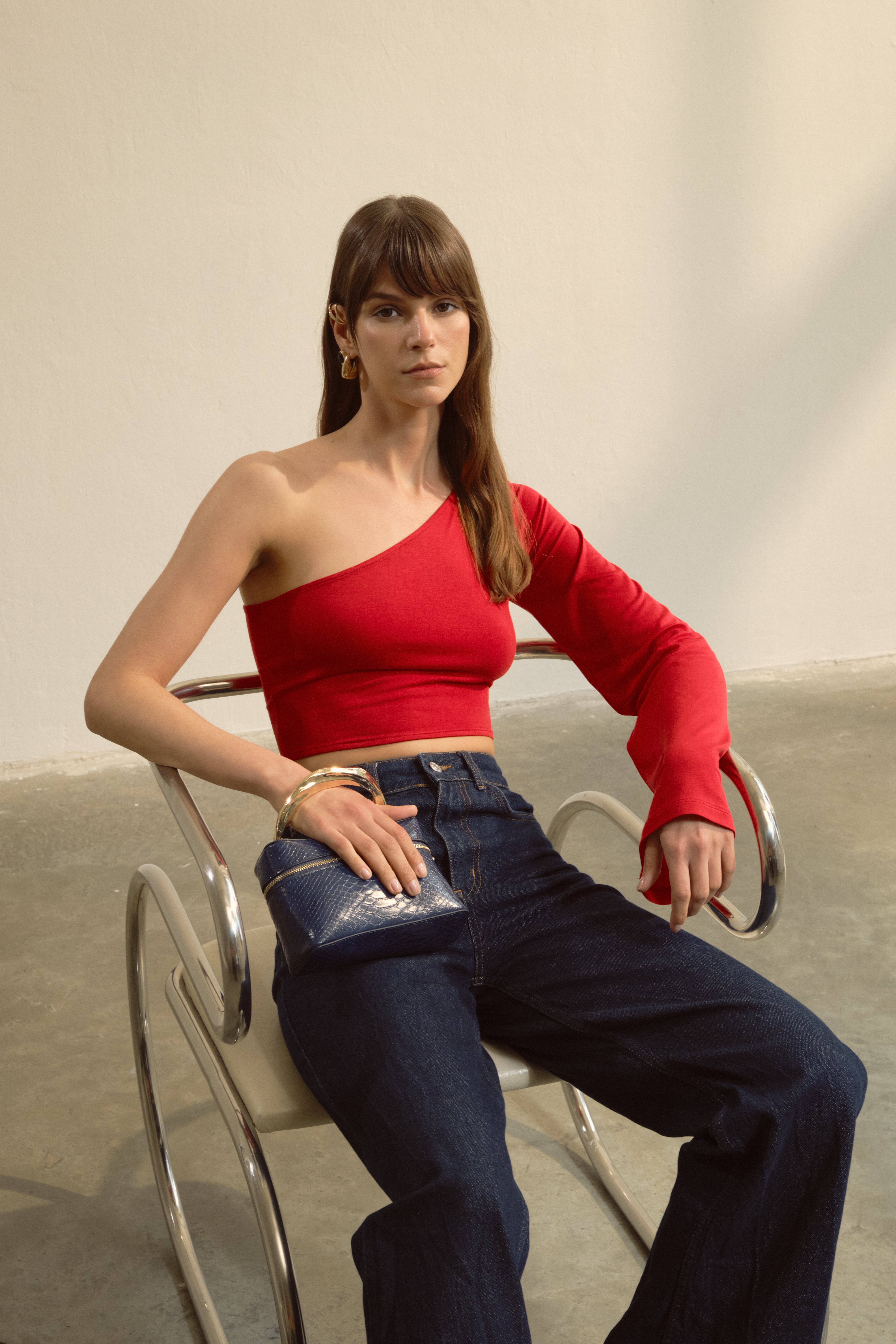 Elya Tek Kollu Crop Top