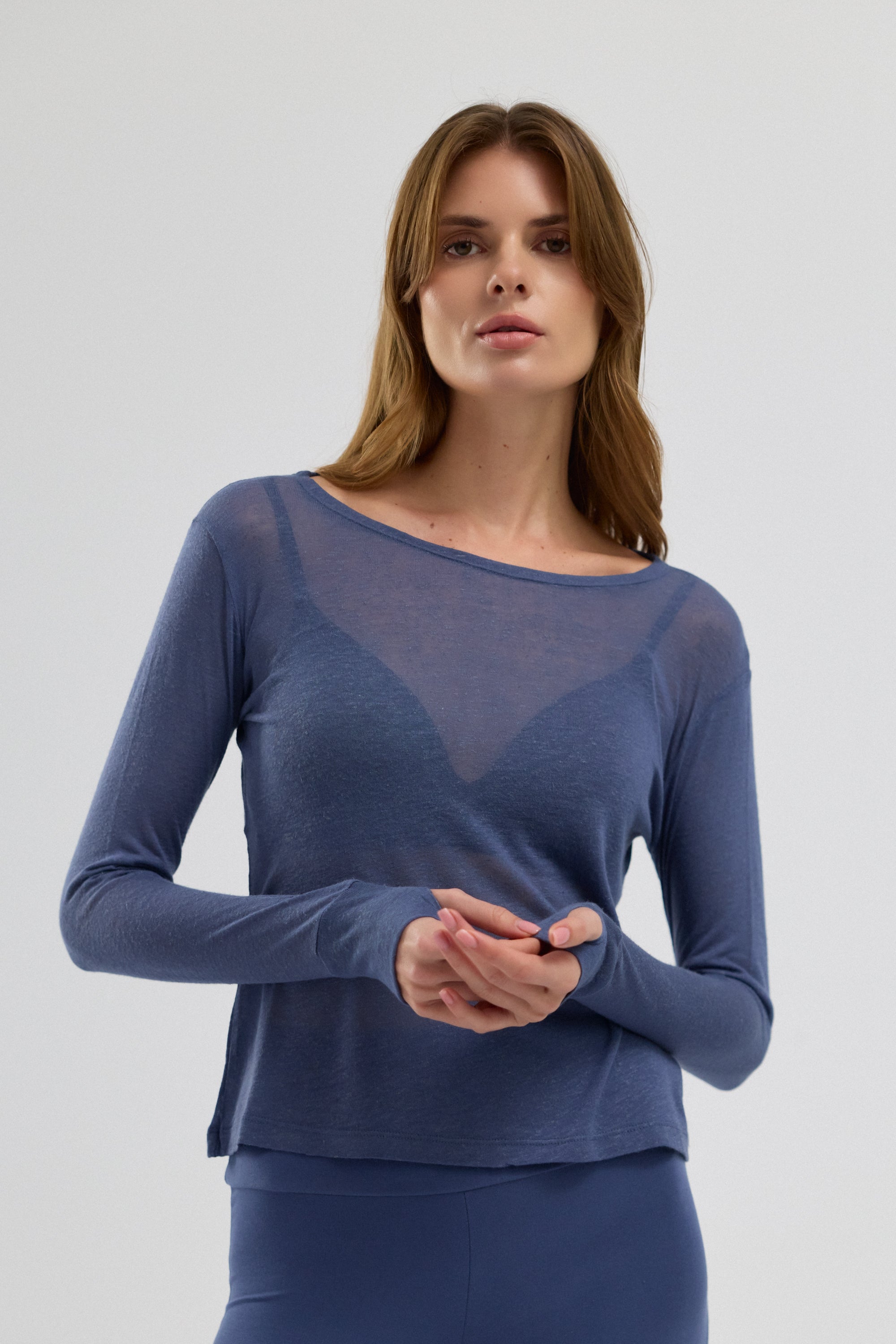 Mula Keten Karışımlı Transparan Top