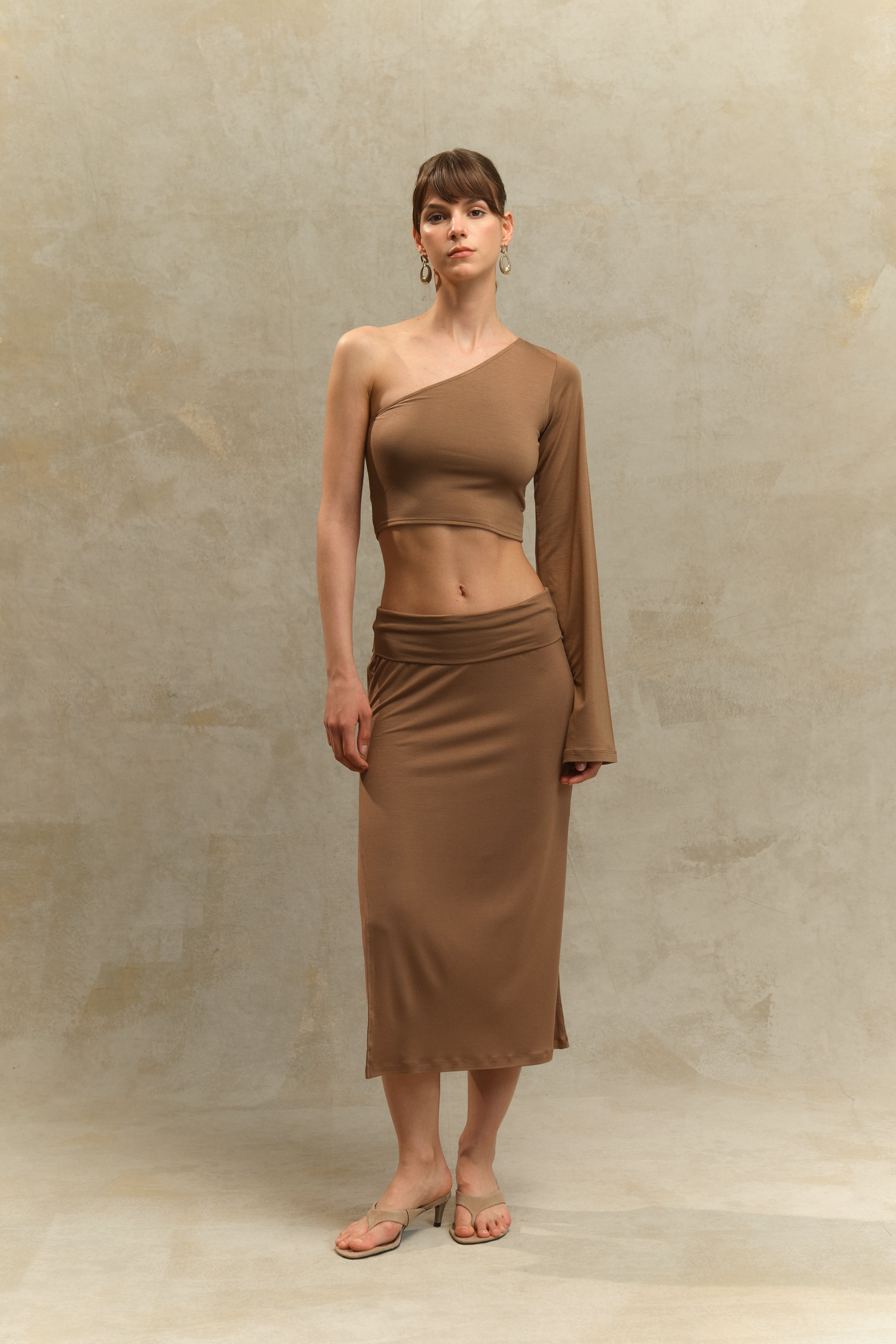 Elya Tek Kollu Crop Top