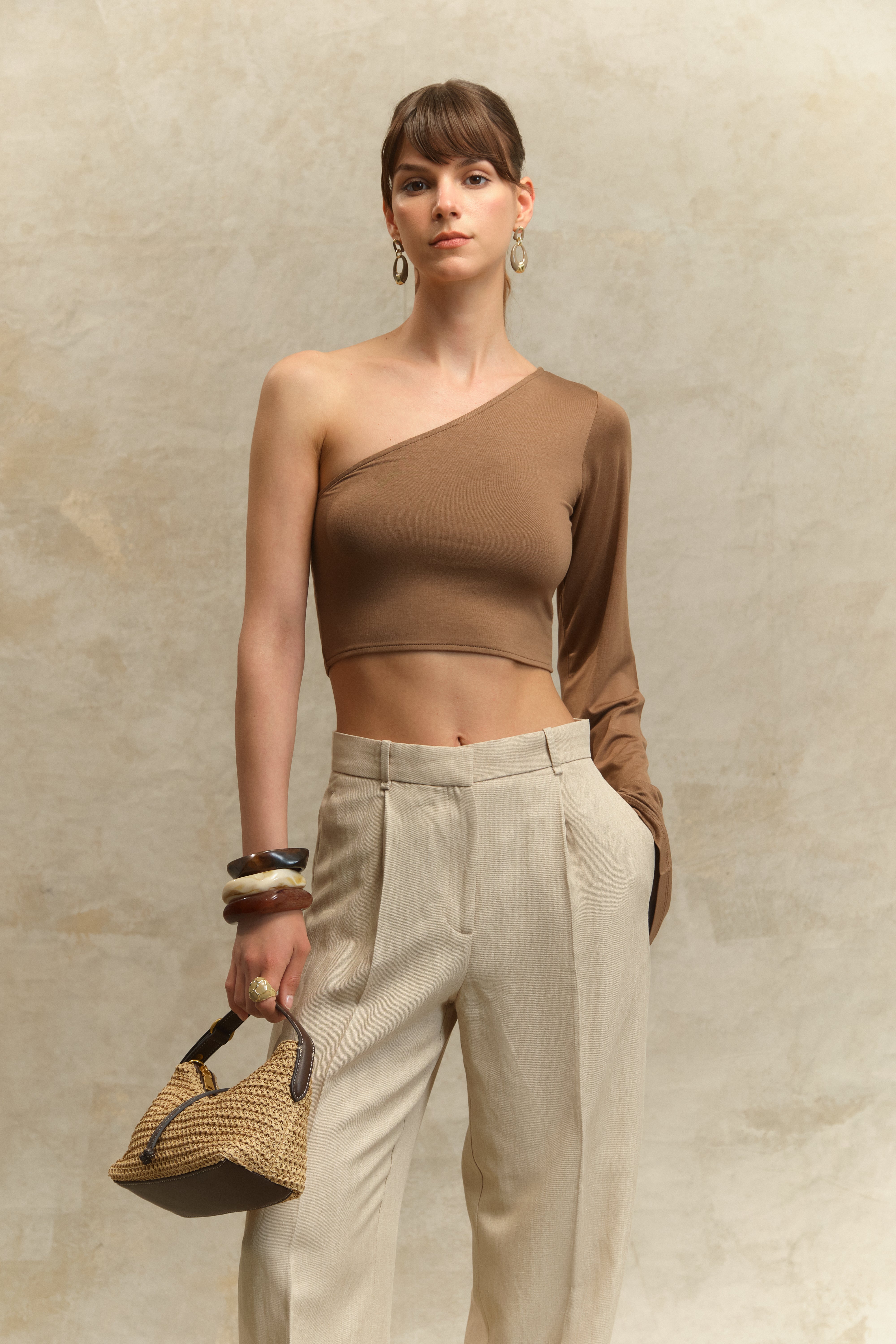 Elya Tek Kollu Crop Top