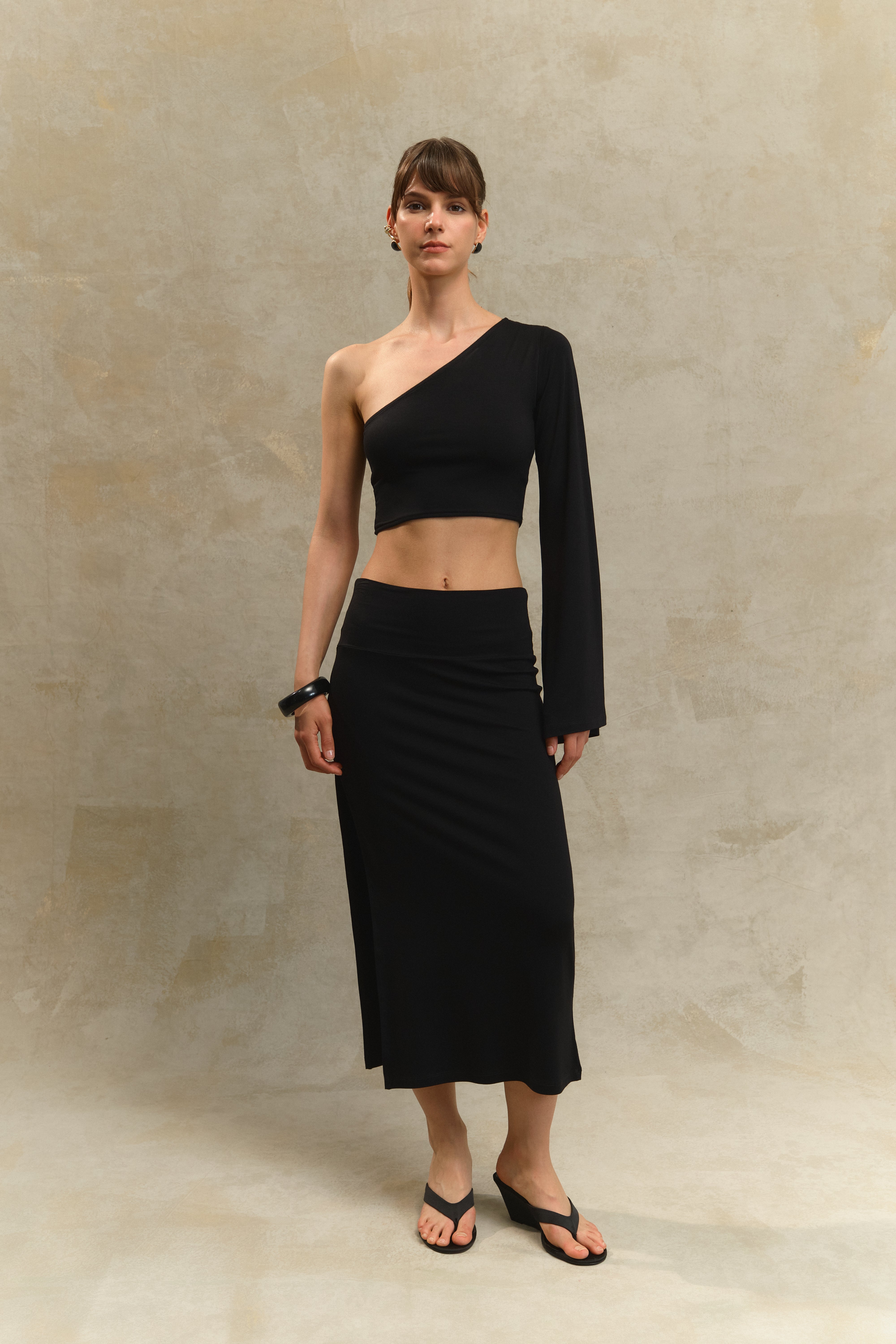 Elya Tek Kollu Crop Top