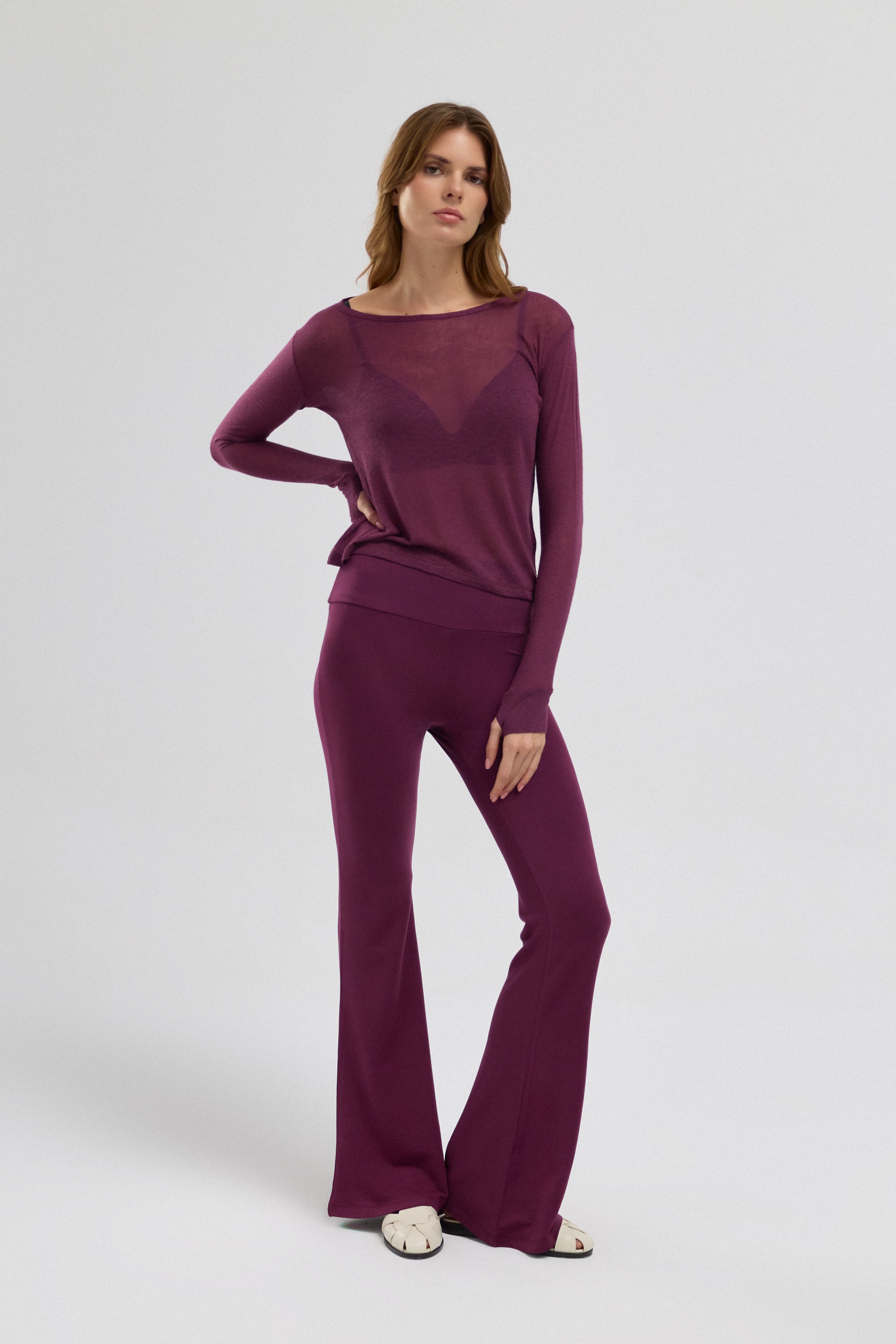 Mula Keten Karışımlı Transparan Top