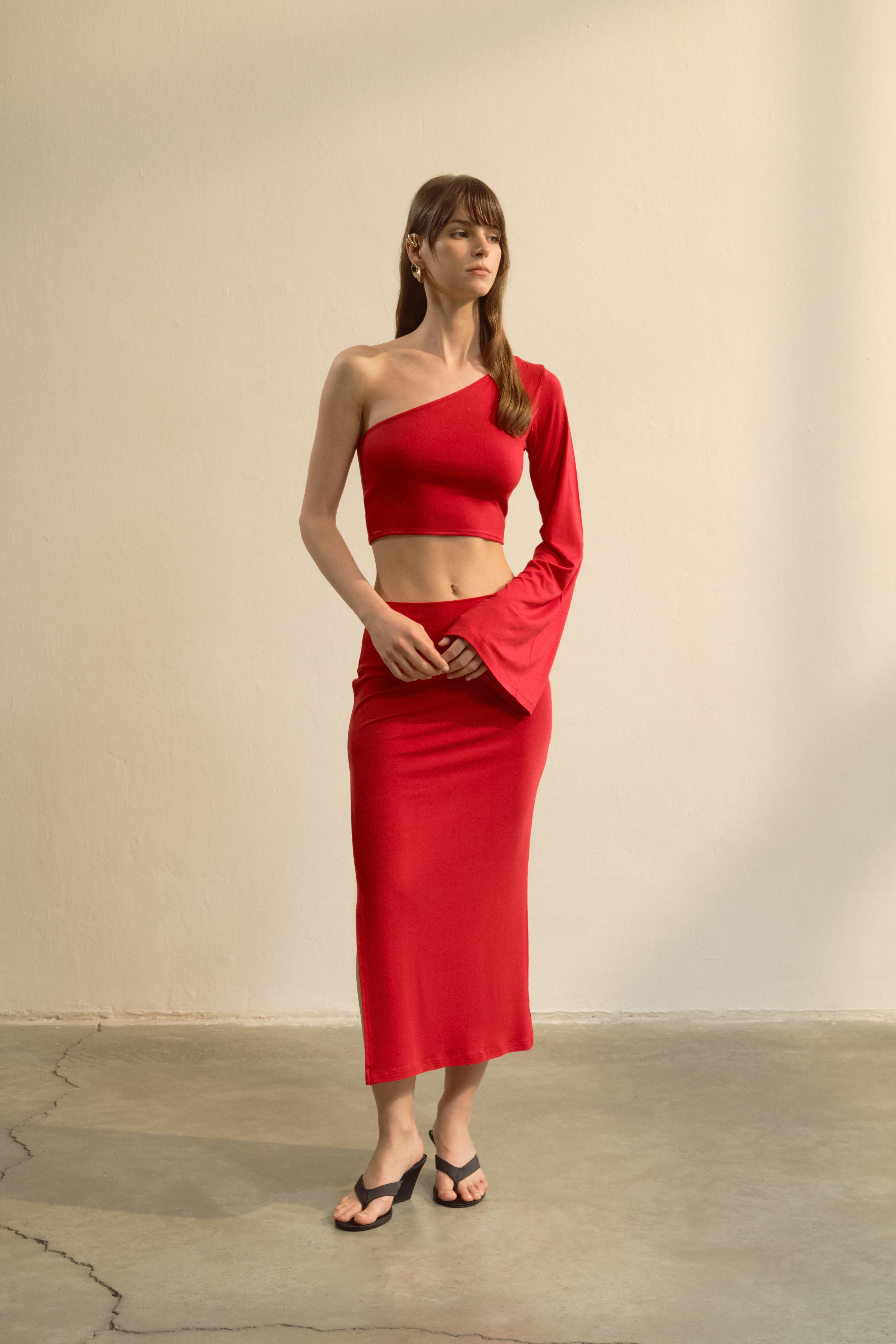 Elya Tek Kollu Crop Top