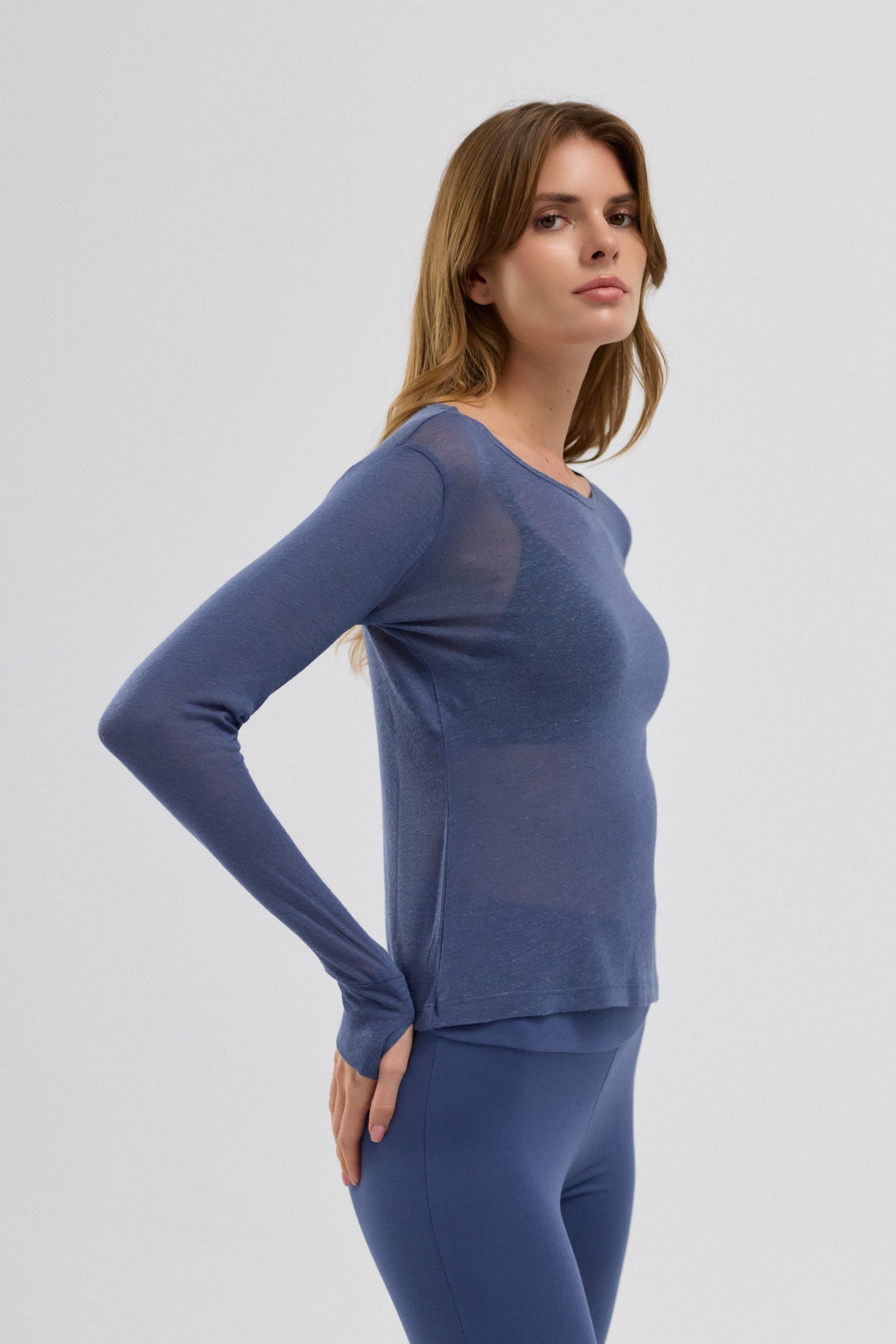 Mula Keten Karışımlı Transparan Top