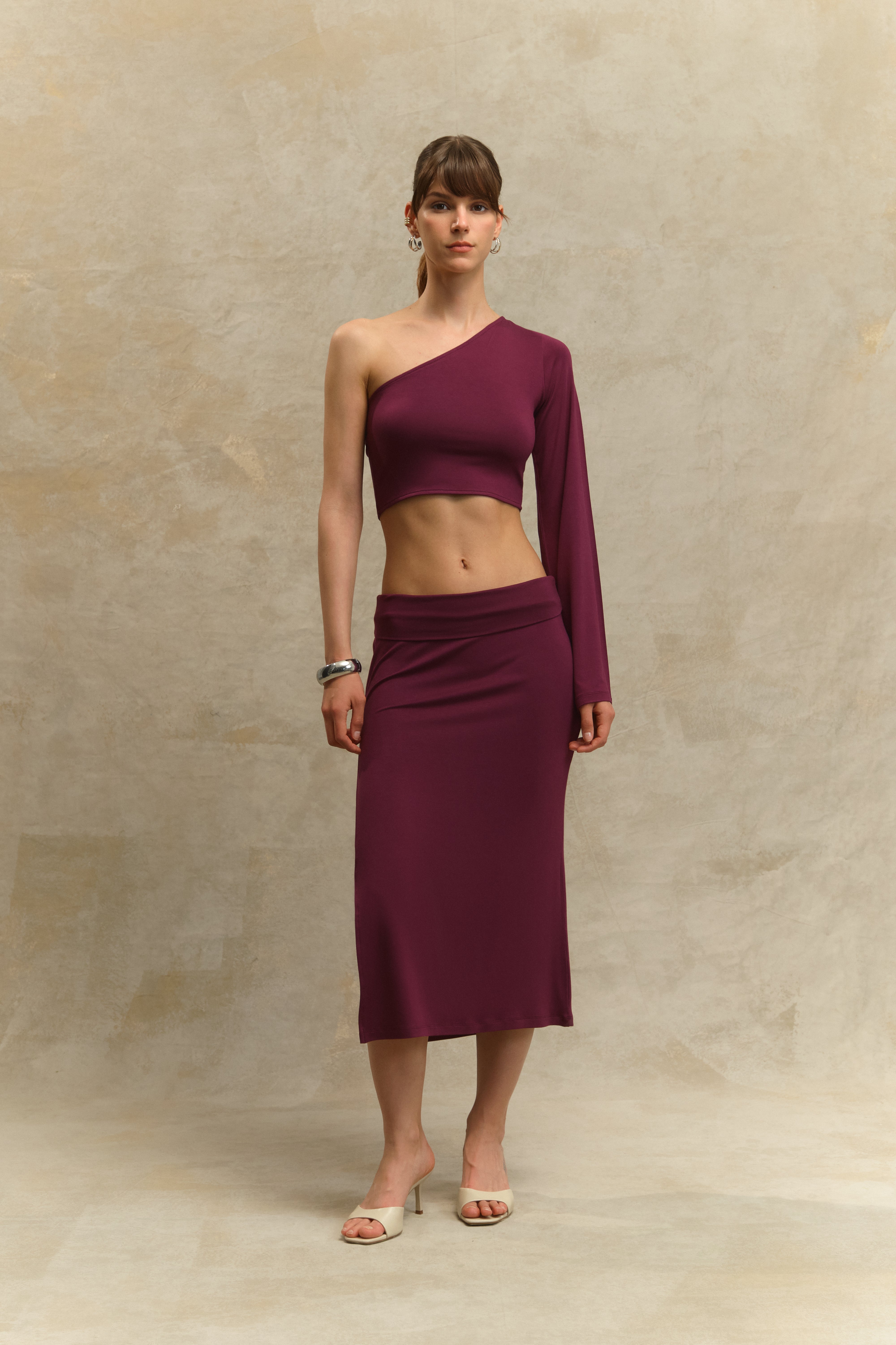 Elya Tek Kollu Crop Top