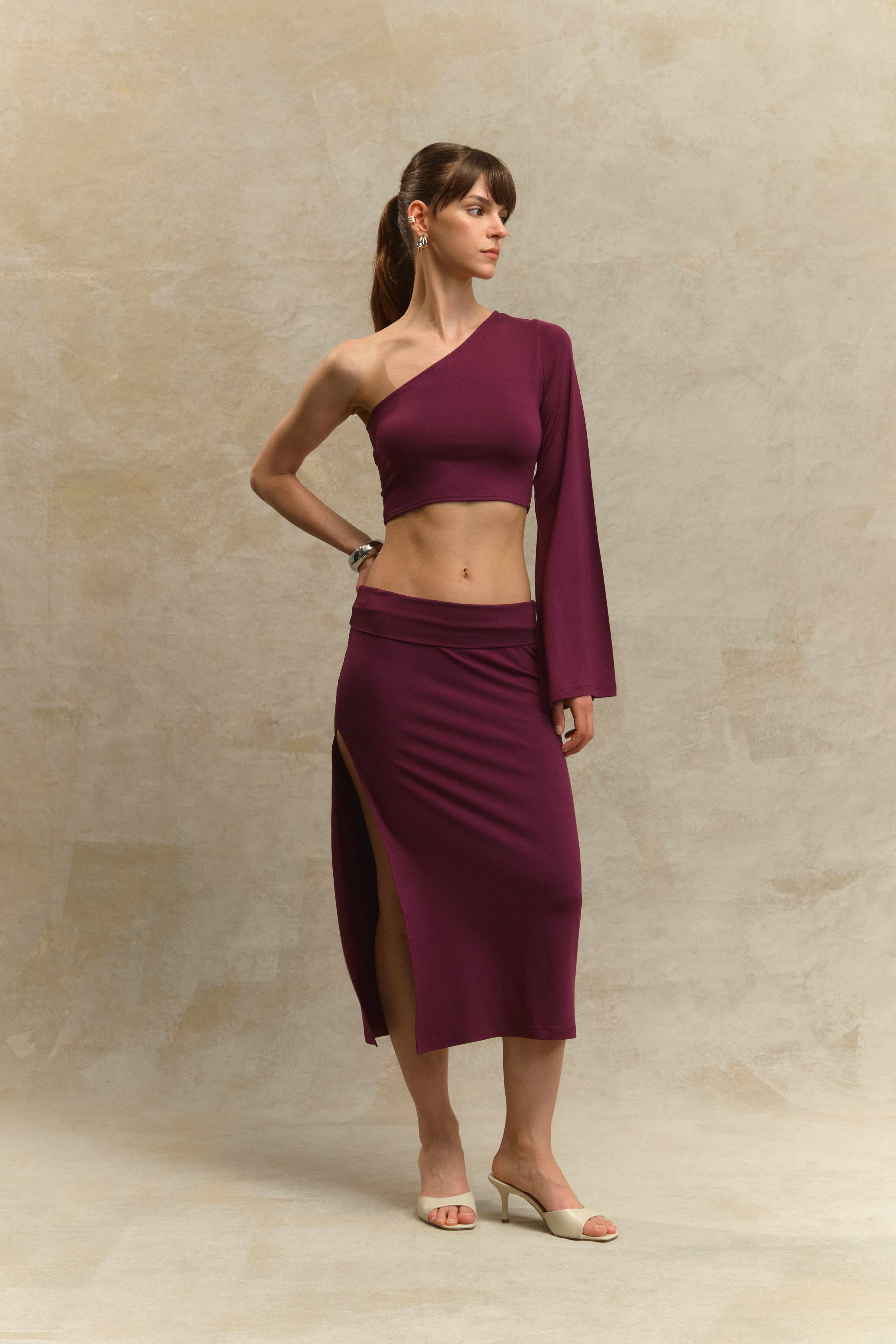 Elya Tek Kollu Crop Top