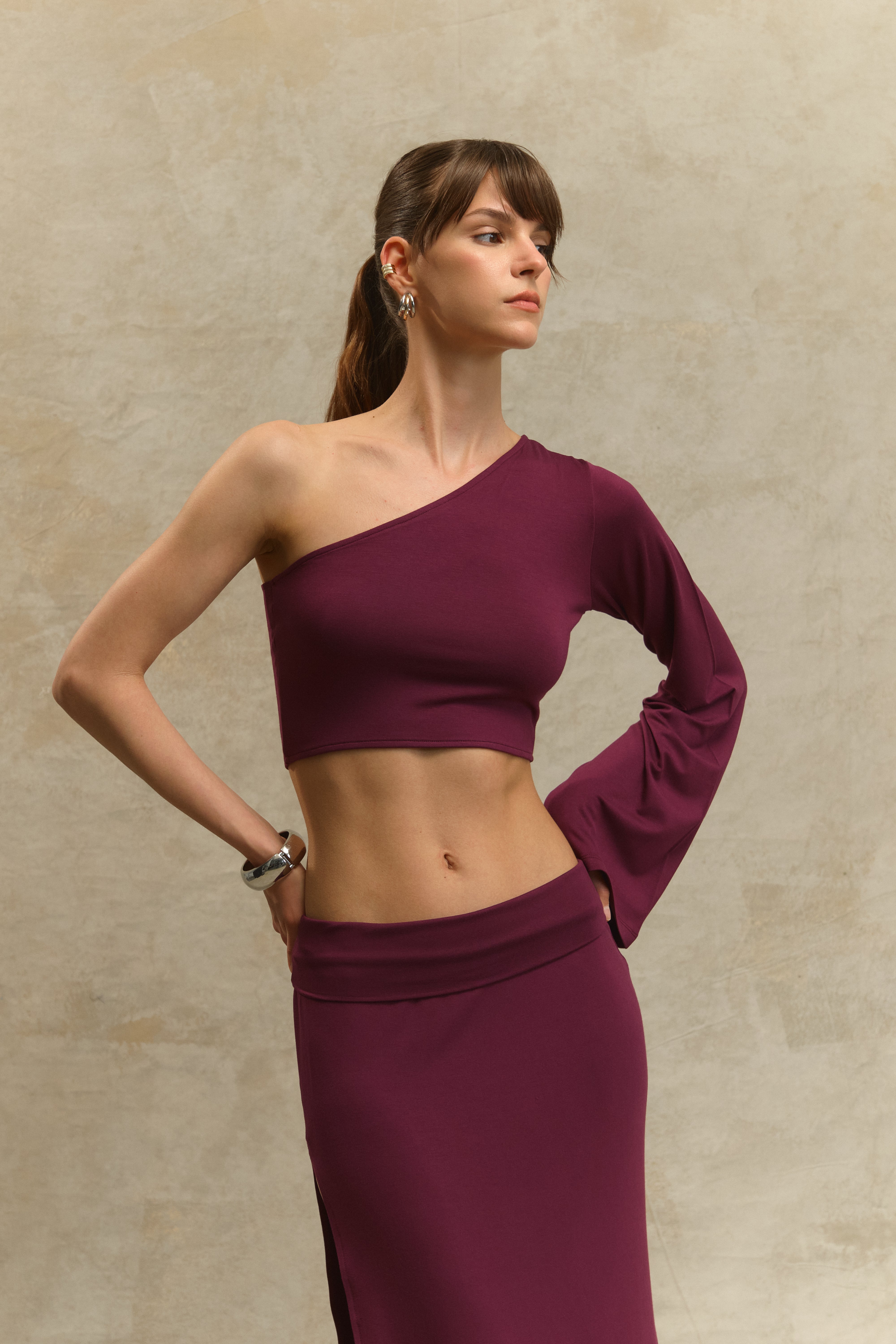 Elya Tek Kollu Crop Top
