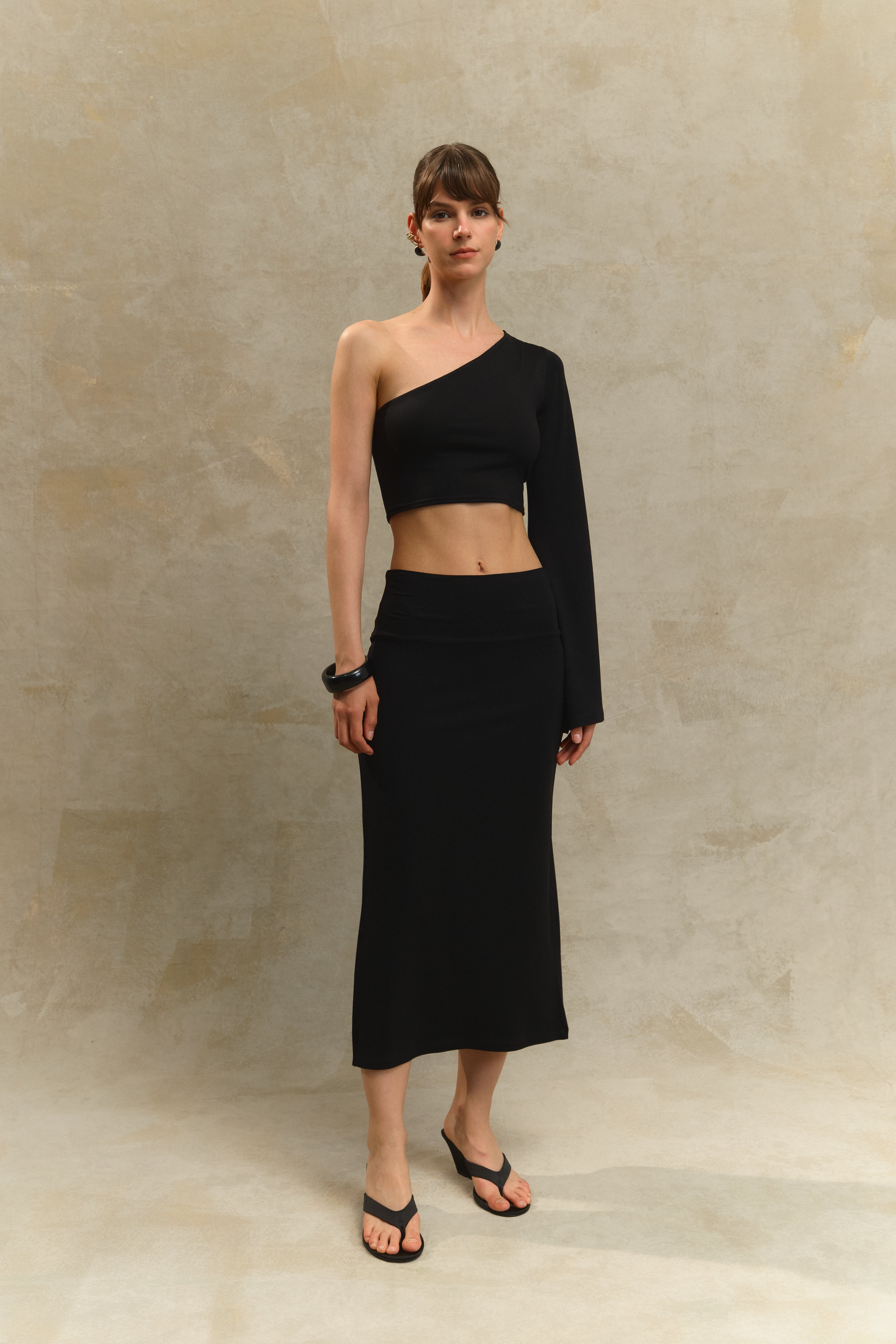 Elya Tek Kollu Crop Top